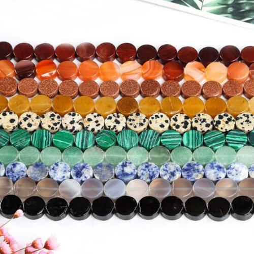 Natural Stone Loose Beads High Quality 10mm Coin Shape DIY Gem Necklace Bracelet Jewelry Making Accessories 37Pcs wk252