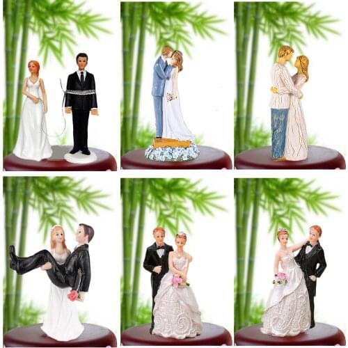 VAT include price Cake Topper Bride Dragging Groom Funny Reluctant Groom Figurines Keepsake Marriage Party Decorations