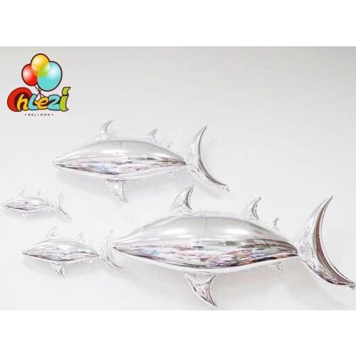 New arrived Silver shark Foil balloon Birthday party decoration Marine Fish animal balloon Wedding bar Pool adult party decor