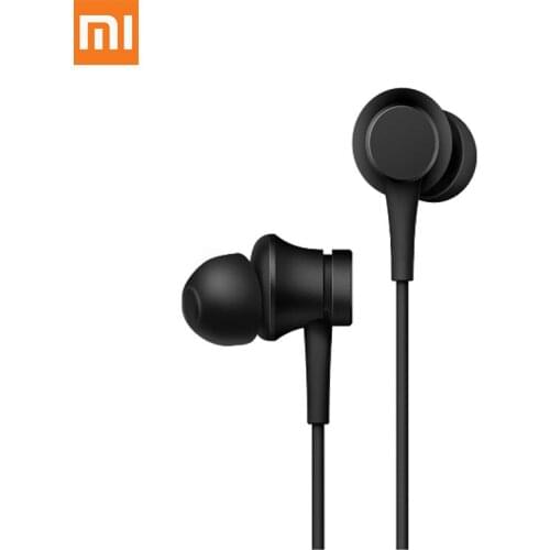 New Xiaomi Single action coil earphone Basic Stereo 3.5mm In-Ear Earphones Wired Mic Control Headset with 3 pairs of ear caps