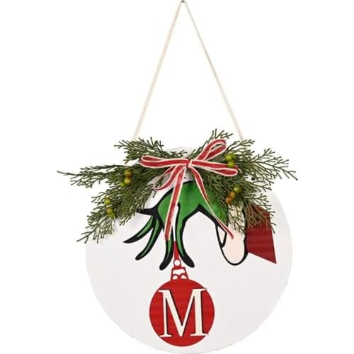 New Christmas Decorations Wooden Door Hanging Christmas House Number Christmas Wooden Wreath Home Decoration