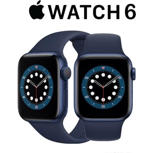 Original New Apple Watch Series 6 (GPS, 40mm) iwatch - Blue Aluminum Case with Deep Navy Sport Band Smart Watch