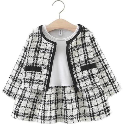Baby Girls Coat Outerwear Outfits Dresses Set for First Xmas Party Dress + Jacket Top 1 Year Christening Clothes Fashion Suit