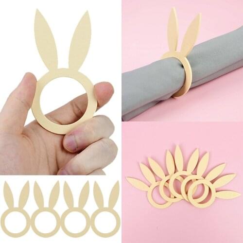 Easter Rabbit Wood Napkin Ring Wooden Bunny Napkin Holders Easter Party Decorations For Home Festival Table Decor Napkin Buckle