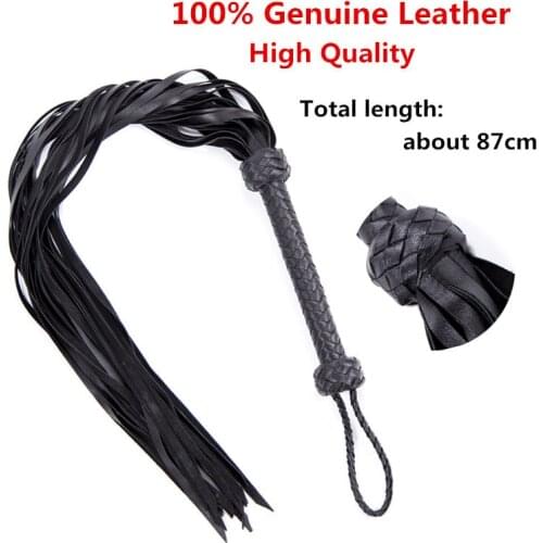 Sex Shop Genuine Leather Whips Flogger Sheepskin Fetish Slave Bondage Lash Handle Spanking Paddle Whip BDSM Sex Toys For Couples