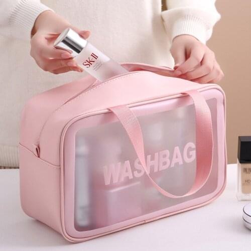 Women Transparent PVC Cosmetic Bag Zipper Large Make Up Case Waterproof Travel Makeup Beauty Wash Organizer Toiletry Storage Kit