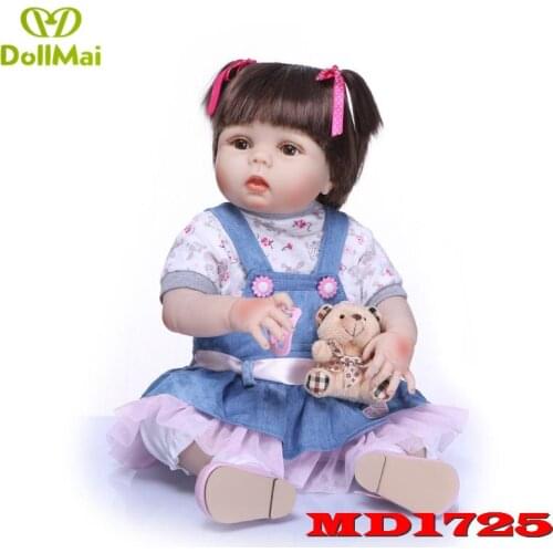 Realistic 23'' Silicone Reborn Baby Dolls Looks So Truly Full Body Vinyl handmade adorable girl bebe dolls bathe doll for sale