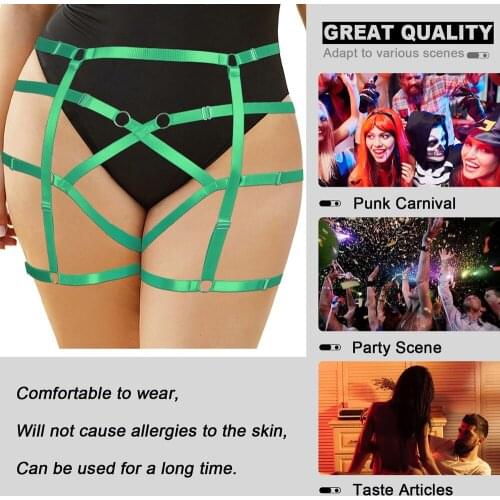 Harness Belt Strappy Body Fashion Lingerie Plus Size Leg Stockings Garters Suspender Party Rave Wear Busty Womens Underwear