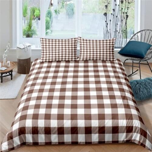 Luxury 3D Plaid Print 2/3Pcs Kids Bedding Set Comfortable Duvet Cover Pillowcase Home Textile Queen and King AU/EU/US Size