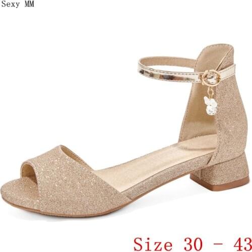 Gladiator Sandals Peep Toe Women Low Heels Summer Pumps D'Orsay Shoes Woman Low Heel Sandals Small Plus Size 30 31 32 - 41 42 43