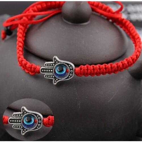 Turkish Lucky Evil Eye Bracelets Handmade Braided Red String Fatima Hand Wish Bracelets for women Friendship Jewelry Adjustable
