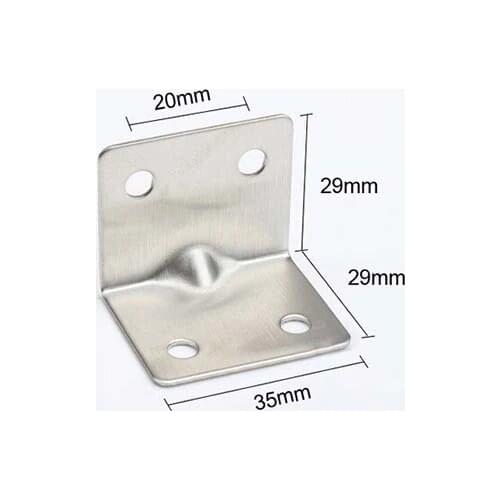 50pcs 29*29*35mm stainless steel angle Corner bracket L shape satin finish frame board shelf support + self-tapping screws KF307