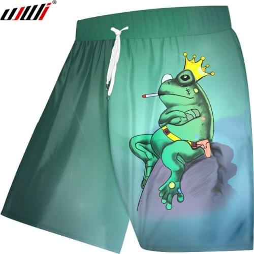 UJWI 3D Starry green frog Funny Streetwear Mens Boardshorts Amusing Crown smoke Oversized 5XL Fashion Animal Man Shorts