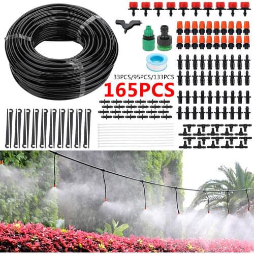 10/15/25/30m Water Misting Cooling System Mist Sprinkler Nozzle Outdoor Garden Patio Greenhouse Plants Spray Hose Watering Kit