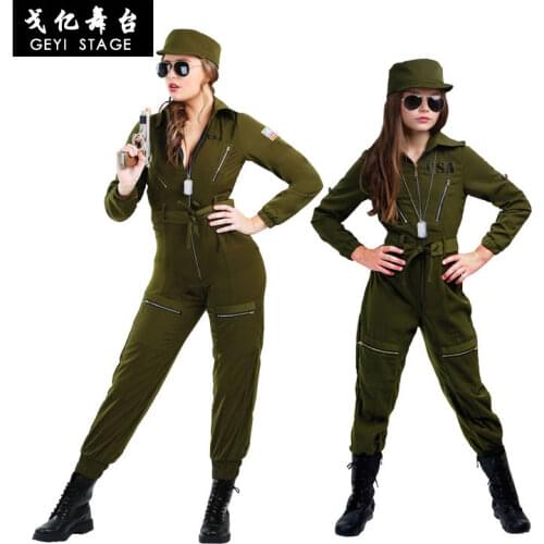U.S. Air Force Costume Halloween Stage Performance Adult Adult Siamese Parenting Outfit Female Soldier Uniform