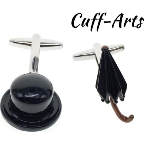 Cuffarts 2018 Cufflinks For Men Black Brown Enamel Umbrella Cufflinks Cuff Link Wedding Gift Men Cufflinks C10004