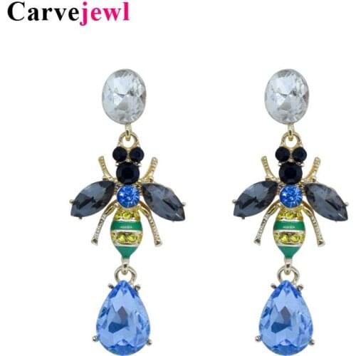 Carvejewl post Earrings glass stone hand painted enamel glaze bee Drop Dangle Earrings For Women jewelry new korean earrings hot