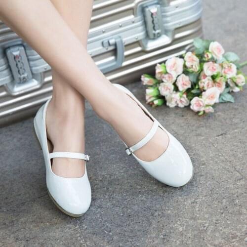 Big Size 11 12 ladies high heels women shoes woman pumps Round-headed, shallow-mouthed, buttoned Marijans single shoes