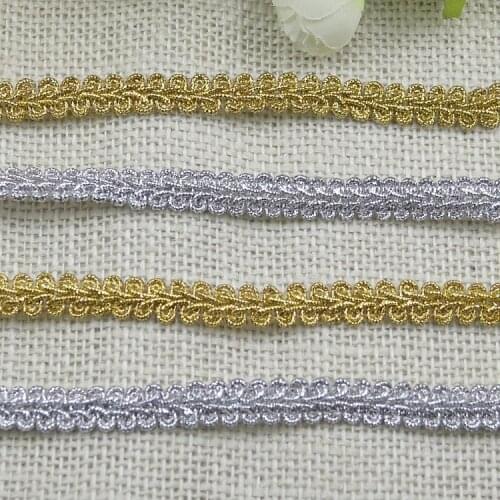 1M Latest Gold Lace Fabric High Quality Silver Lace Ribbons Curtain Ribbon Guipure Trimmings For Sewing Clothing Decoration H-07