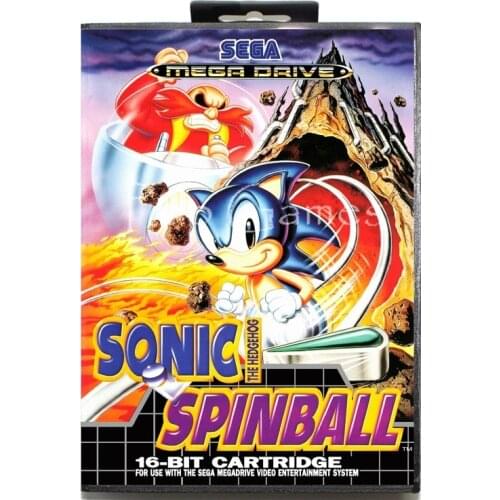 Sonic Spinball US Sticker with Box for 16 bit Sega MD Game Card for Mega Drive for Genesis Video Console