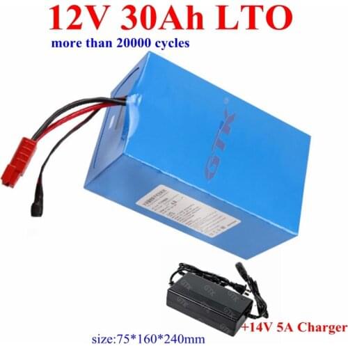 20000 cycles LTO 12v 30ah Lithium titanate battery pack BMS 5S for Household appliances power tools electric bicycle+ 5A Charger