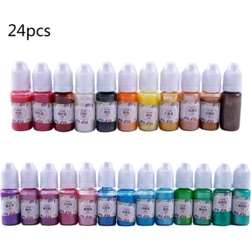 24 Colors Epoxy Pigment UV Resin Coloring Dye Liquid Colorant for DIY Jewelry PXPD