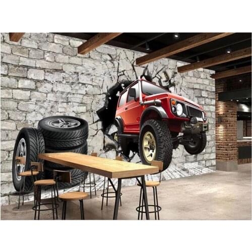 3d wall murals wallpaper for living room Retro brick wall tire car tooling tv background home decor wall paper for walls 3 d
