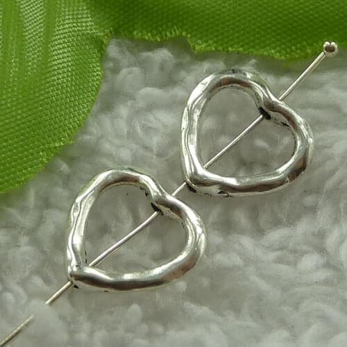 480 pieces antique silver heart spacers 14x14mm #2884