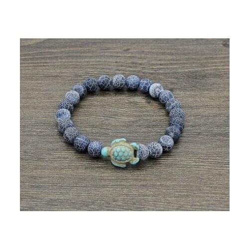 8mm iyj5 Black weathering agate bead Bangles turquoise tortoise Buddha Prayer Yoga Bracelet Onyx Matte women men nature stone