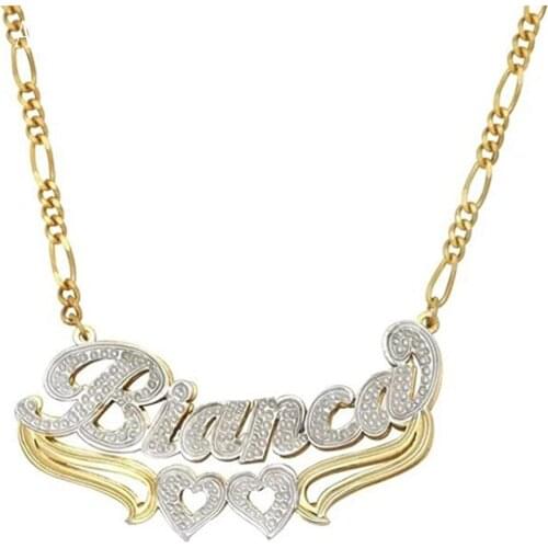 AurolaCo Custom Name Necklace with Heart Custom Silver Color Stainless Steel Under Heart Nameplate Necklace for Women Gifts