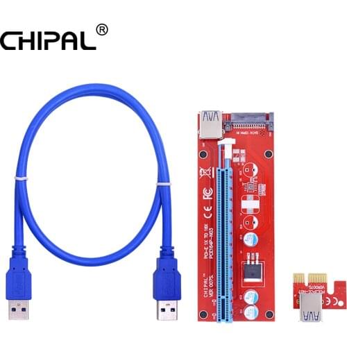CHIPAL VER007S 60CM PCI-E Riser Card PCI Express PCIE 1X to 16X Adapter USB 3.0 Cable SATA Power for Video Card
