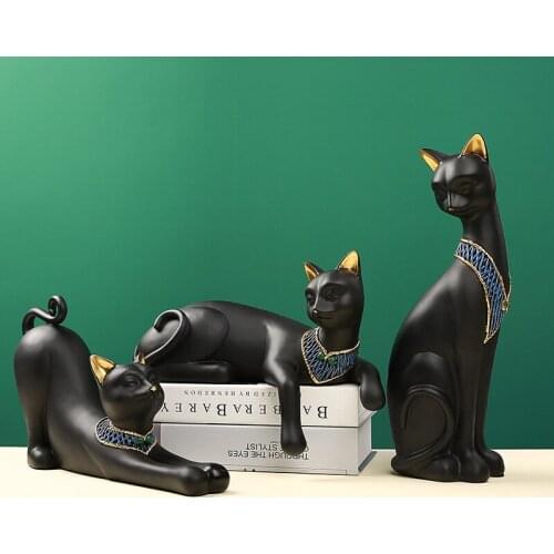 Resin Cat Statue Sculpture Decoration Nordic Home Decor Figurines Interior Tabletop Decor Office Home Living Room Art D