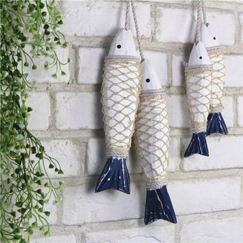 Decorative Pendants, Cartoon Fish Shaped Wood Artware Hanging Decorations for Bedroom Living Room