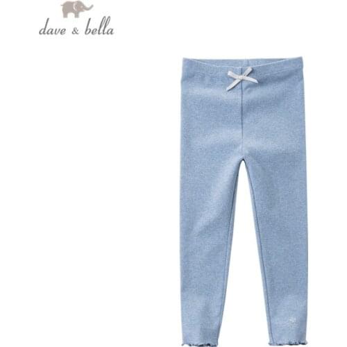 DKY17170 dave bella spring 5Y-13Y kids girls fashion bow floral pants children boutique cute full-length pants