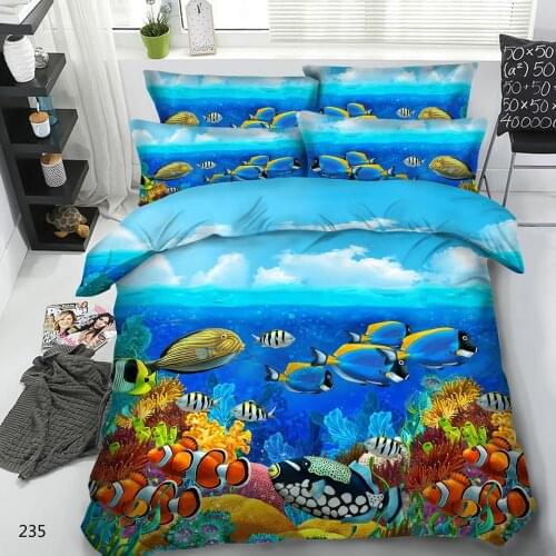 Goldeny 4 Parts Per Set Tropical Fish and Coral Reef 3d marine bedding set Popular Children Bedding Sets