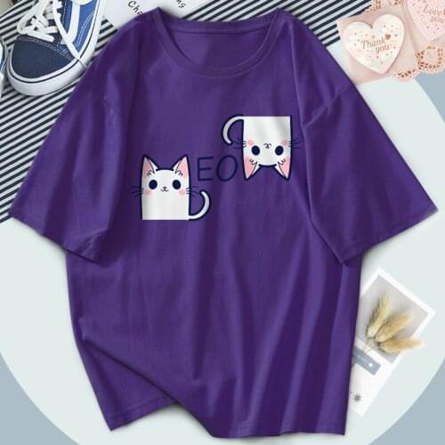 Harajuku Hello Cats Womens T Shirts O-Neck Print Plus Size Tshirts Funny Hip Hop Cosplay Tops Tees Washable Camiseta Female