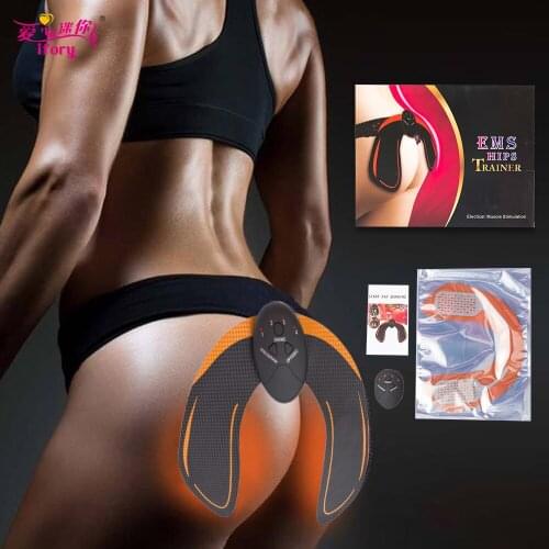 Ifory EMS Electric Vibration Muscle Stimulator ABS Fitness Hip Trainer Buttock Lifting Waist Trainer Slimming Massager Unisex
