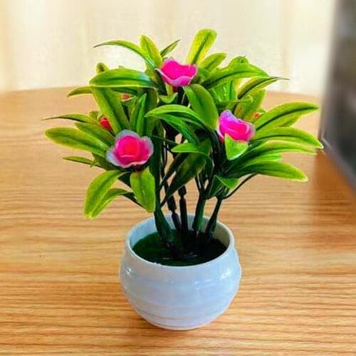 Artificial Flower Potted Desktop Fake Plants Bonsai Plastic Fake Flower Potted Plant Home Garden Deocration Supplies