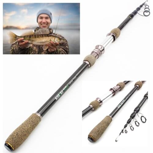 Promotion! 2.1m2.4m 2.7m Carbon Spinning Fishing Rod lure telescopic fishing rod Portable travel fishing pole Free gift