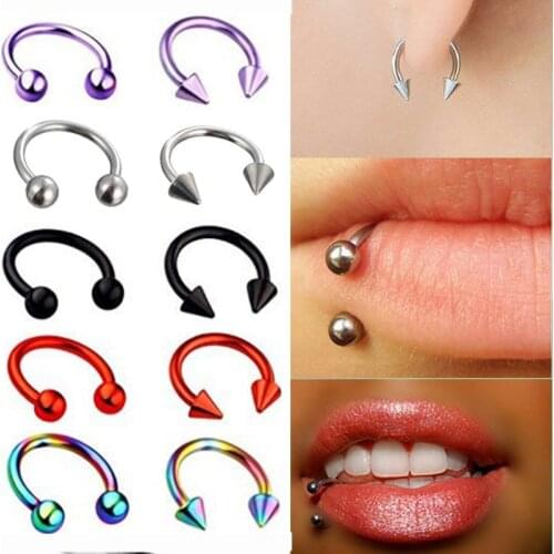 Ins Style Stainless Steel C-bar Horseshoe Ring Vacuum Plating Nose Ring, Fake Piercing Nose Rings And Studs Jewelry