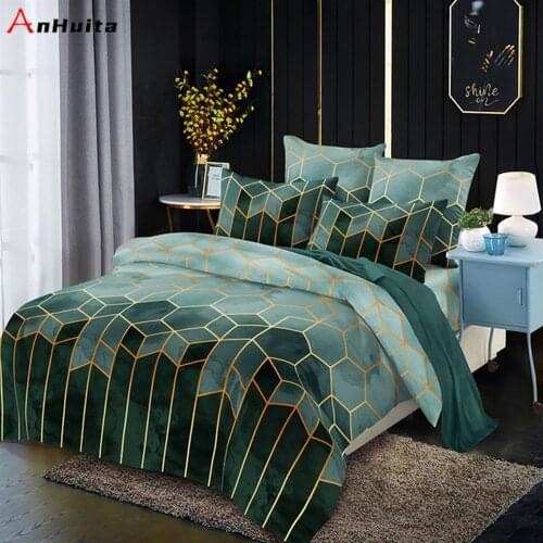 Bedding set 2/3 piece set, light luxury style gilded line geometric elements Ronnie duvet cover and pillowcase (no sheets)