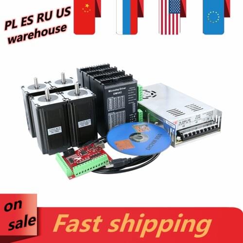 4 axis 2.5Nm stepper motor kit include 4 pcs engines + 4 pcs TB6600 / DM542 driver + 1 pcs power supply + 1 pcs mach3 controller