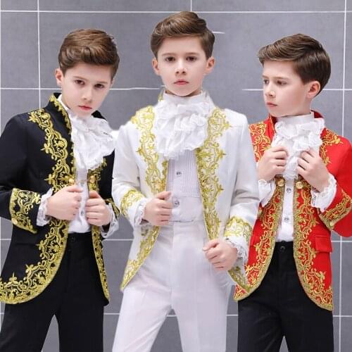Hip Hop Costumes Boys Jazz Jacket Prince European Court Performance Wear Dress Kids Stage Outfit Party Danicng Clothes DN4047