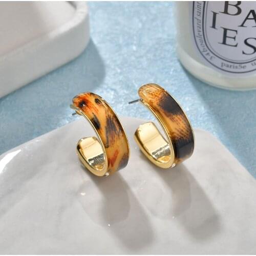 MESTILO 2019 Korean Fashion Earrings Geometry Big Circle Geometric Tortoiseshell Stud Earrings Acetate Wholesale Jewelry Gifts