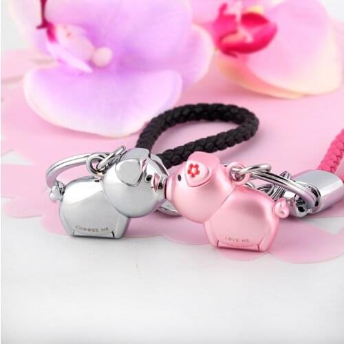 Milesi - Brand 3D Kiss Pig Key chain Keychain Key Ring for Women Novelty souvenir pendant Couple Lovers Trinket Love Me