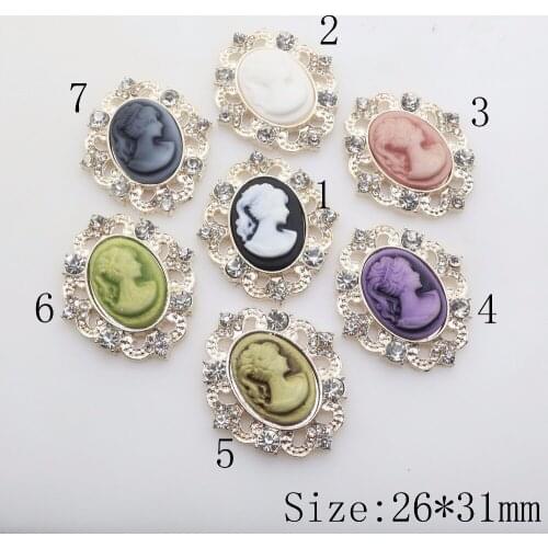 New 10pc Resin Beauty Avatar Oval Rhinestone Buttons Alloy Buttons Hair Flower Scrapbooking DIY Clothingn Beauty Accessories