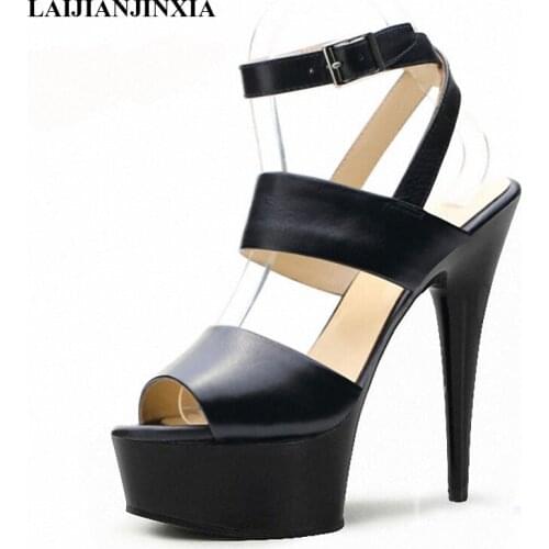 LAIJIANJINXIA New Sexy 15 CM High-Heeled Sandals Nightclub Show 5CM Platform Pole Dancing Shoes Model High Heels Womens Shoes