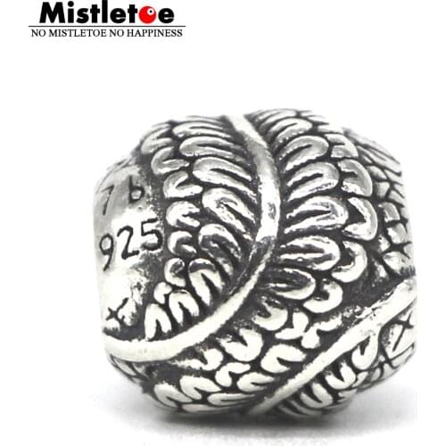 Mistletoe Genuine 925 Sterling Silver Fern leaves Charm Bead Fit Troll & Pan Bracelet Jewelry