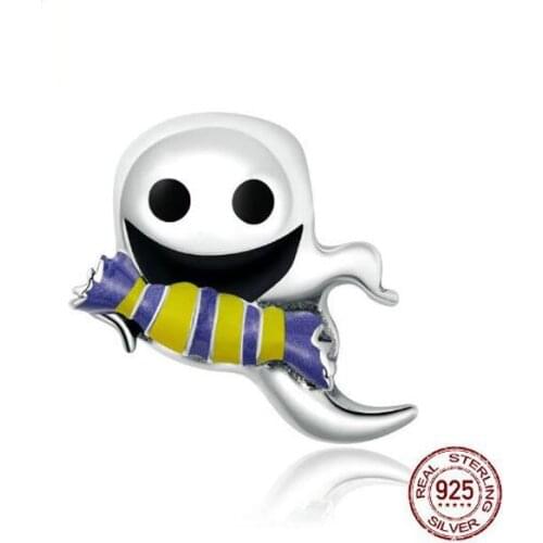 Halloween 925 Sterling Silver CZ Trick or Treat Kid Original ghost image Charm for Brand DIY Jewelry Making Dropshipping