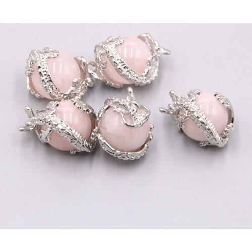 Natural rose pink crystal quartz necklace charm pendants Dragon druzy stone pendant jewelry for women femme diy necklace gift